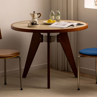 Table de salle à manger ronde en bois manufacturé noyer
