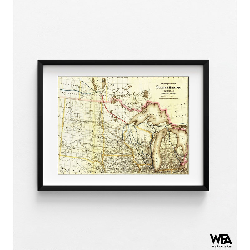 Duluth et Winnipeg Railroad 1881, impression de carte Old Winnipeg, impression de carte canadienne, décoration de maison Duluth, décoration de chambre principale, art mural de cuisine