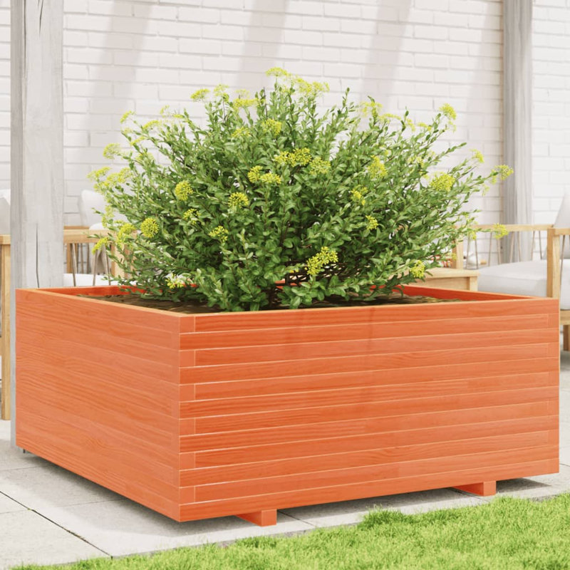 Outdoor Planter Box, 49.5cm H x 110cm W x 110cm D, Wax brown