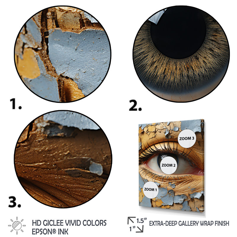 «Blue Woman Eye Expressionism IV - Eye», art mural, Toile tendue, H 32 po x l 16 po x P 1 po