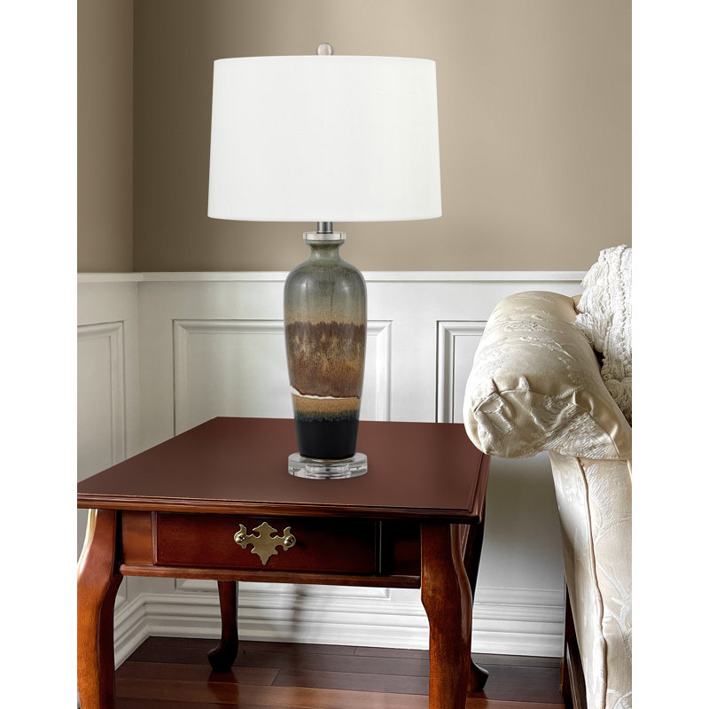 Bagliore 28" Tan and Brown Table Lamp with USB Port