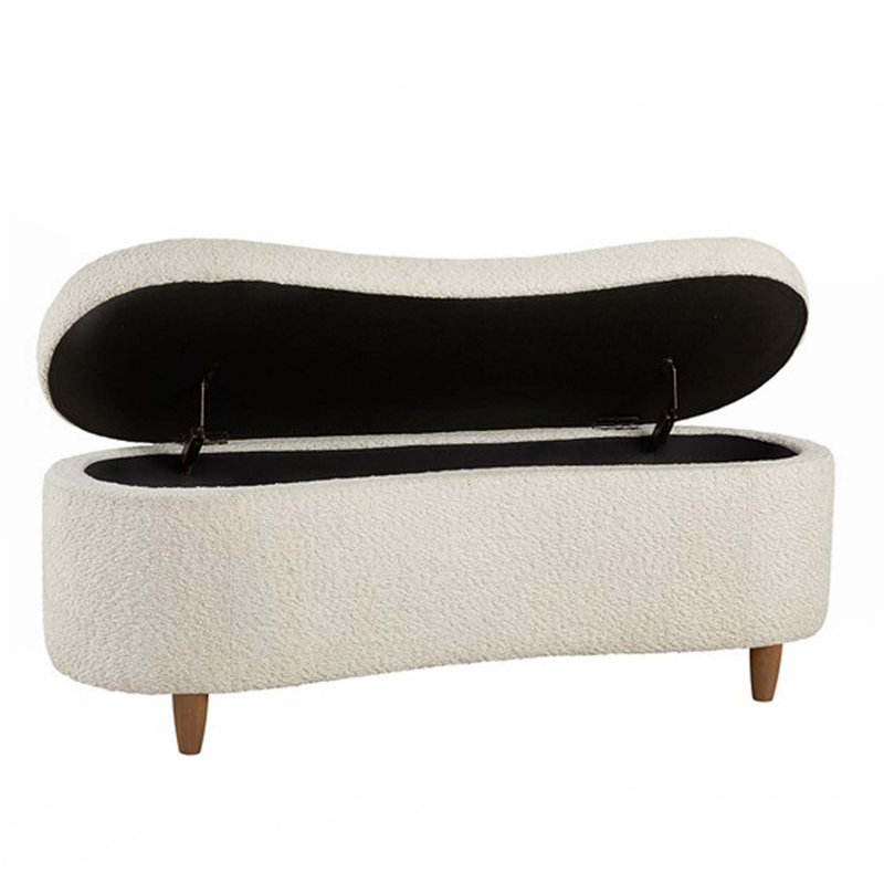 Banc de rangement Boucle, Crème, crème