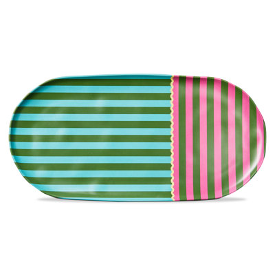 Cabana Stripe Melamine Platter Green Everyday