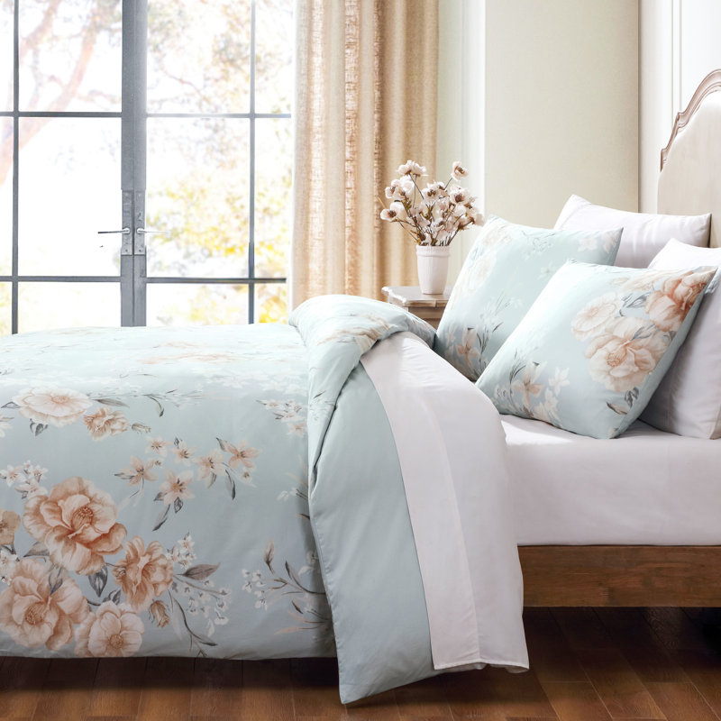 Egyptian Cotton Cotton Sateen Duvet Cover Set Set, King Duvet Cover + 2 King Shams