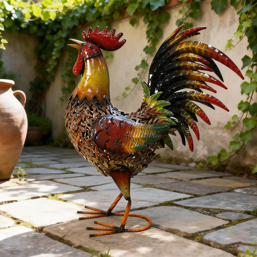 Chioke Rooster Weather Resistant Metal Garden Statue August Grove®