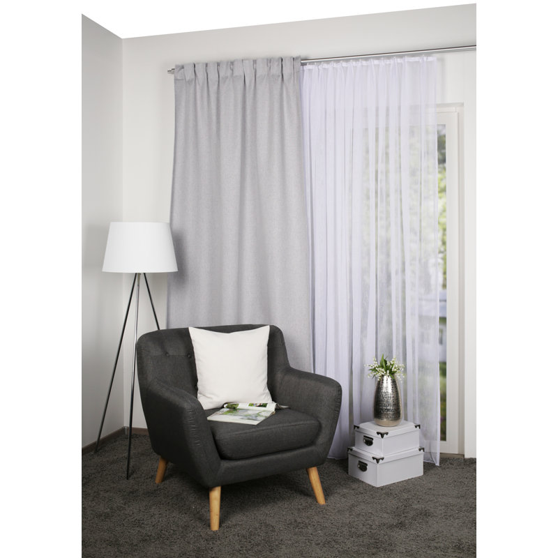 Monier Blackout Curtain, Grey, Width 450 x Drop 225 cm
