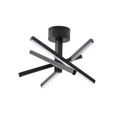 Plafonnier DEL moderne de 12 pouces avec motif géométrique en étoile, luminaire encastré à finition noire pour salon et chambre à coucher