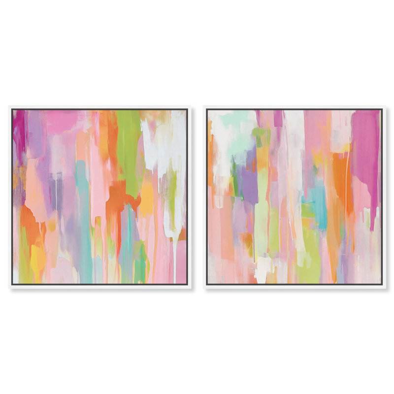 Sanasa Set Canvas Set of 2 Dopamine Decor Art by , H 24 po x l 24 po, Cadre flottant blanc