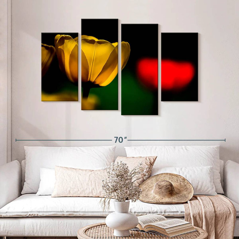 Harnek tulipes jaunes en fleurs, H 32 po x l 52 po