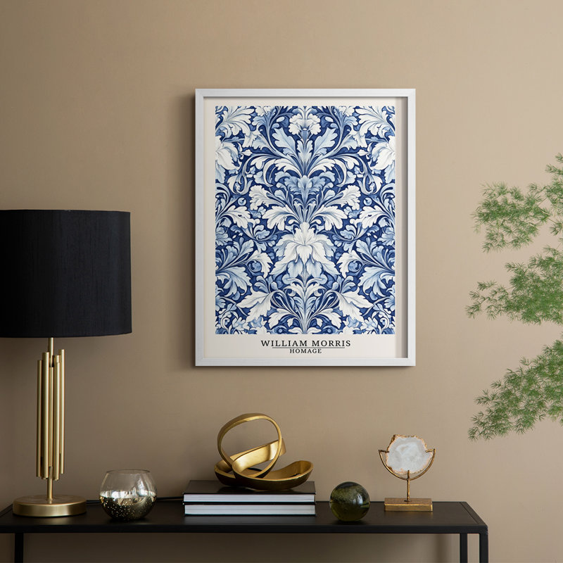 WM MORRIS Series DXLV Framed Print - Solid Wood, H 21 po x l 17 po, Blanc