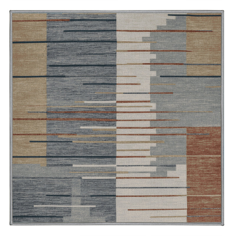 Machine Washable Turkish Gray Area Rug, Square 6'
