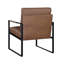 Chaise avec accoudoirs en similicuir brun avec structure en métal pour salon-525730617