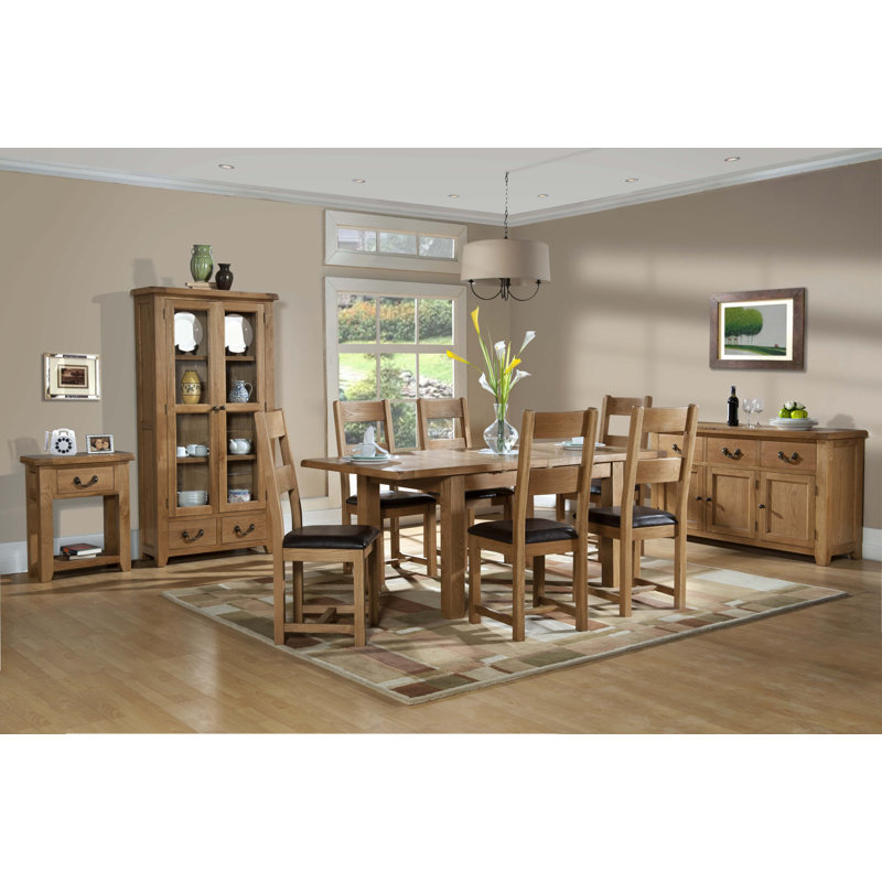 6 - Person Extendable Dining Set, Medium Oak, H78 x L198 x W90cm