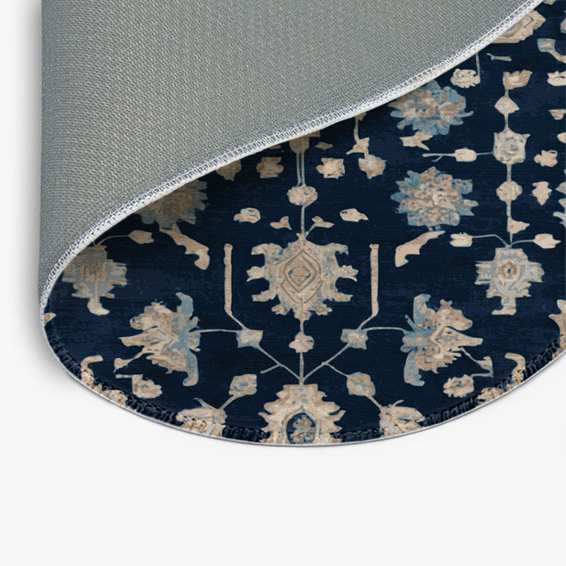 Overdyed Gray Indoor and Outdoor Area Rug, Round 5'