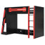 Lit mezzanine simple en bois avec bureau, tablettes multiples et lumière RVB, rouge-2042859513