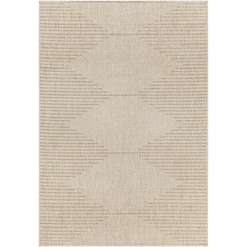 Tapis intérieur / extérieur brun clair Mendota, Rond 6 pi 7 po