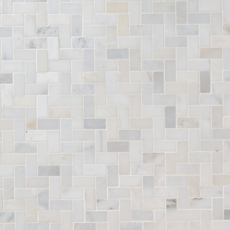 Castella Cambria Herringbone 12 in. x 13 in. Honed Marble Mosaic Floor and Wall Tile