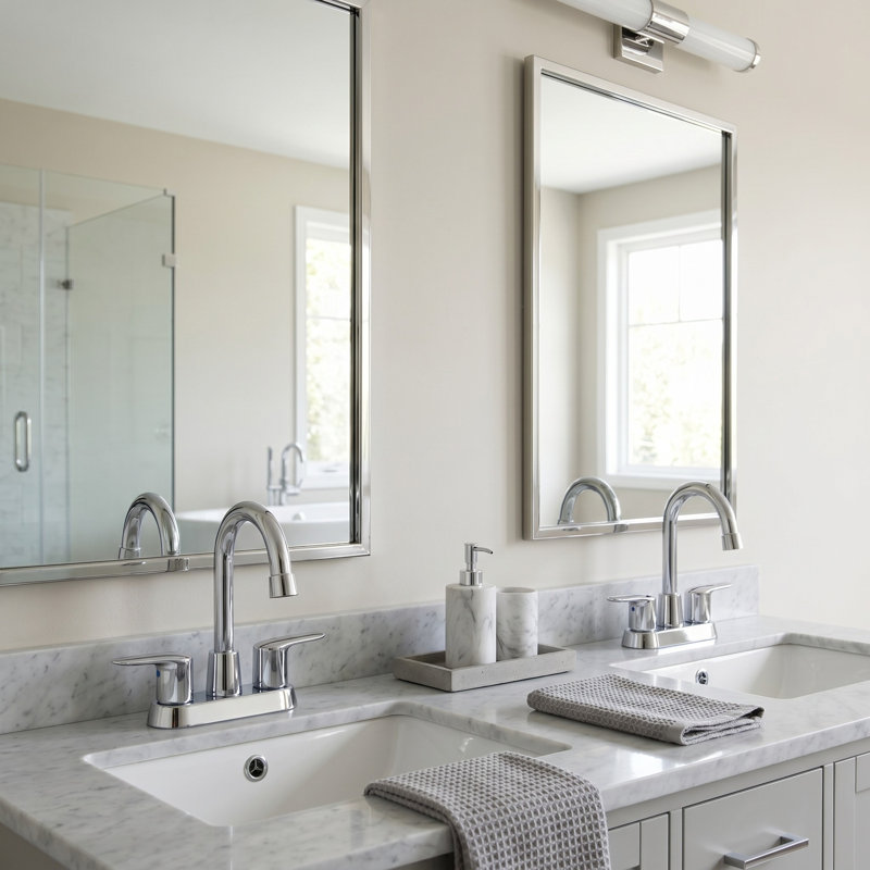 2-handle Bathroom Faucet with Drain Assembly, Chrome