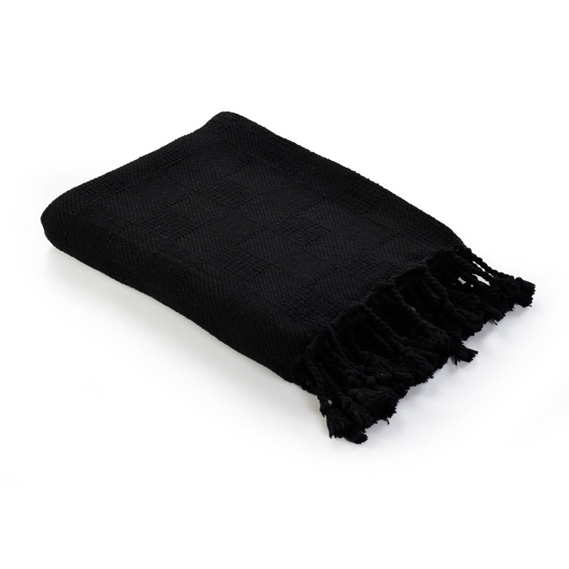 Hand Woven Throw Blanket, Black