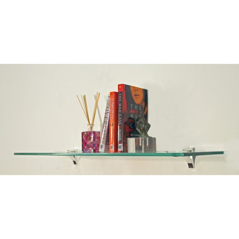 Dasheika Glass Accent Shelf, Chrome, 21" W x 12" D