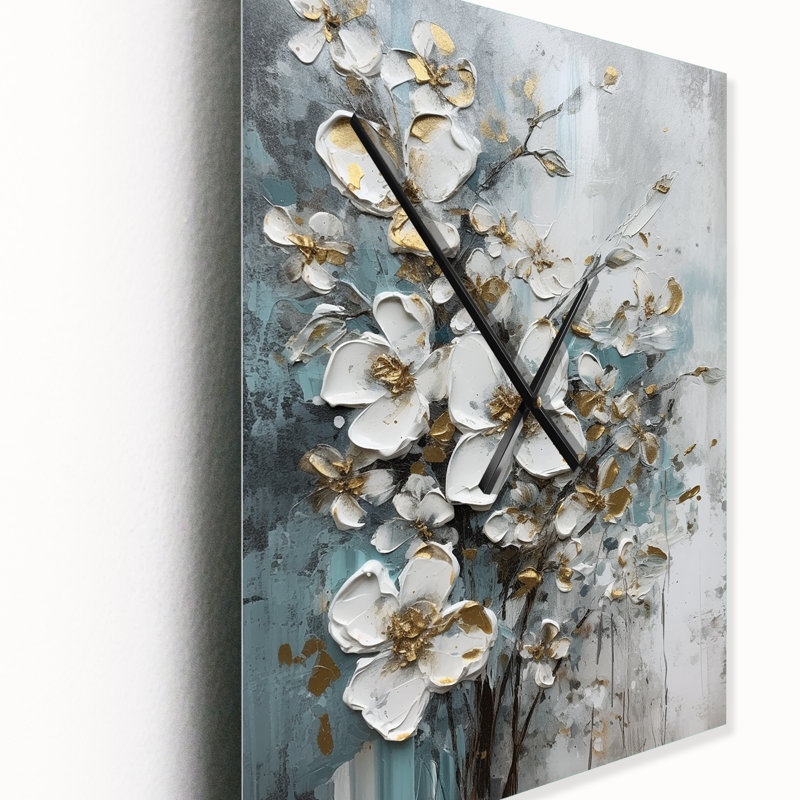 Horloge murale avec pommier blanc et or blanc Symphony II, Moyen