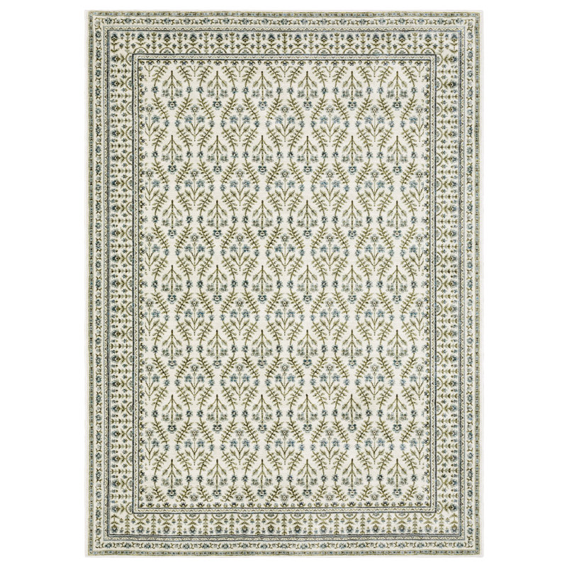 Tapis ivoire / bleu Adela, Rectangle 8 pi 6 po x 12 pi 2 po
