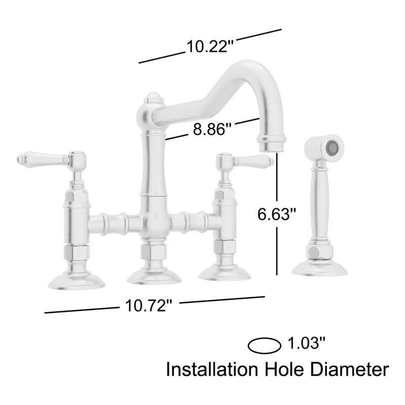 Acqui® Bridge Faucet with Handles, Polished Chrome, Metal Lever Handle