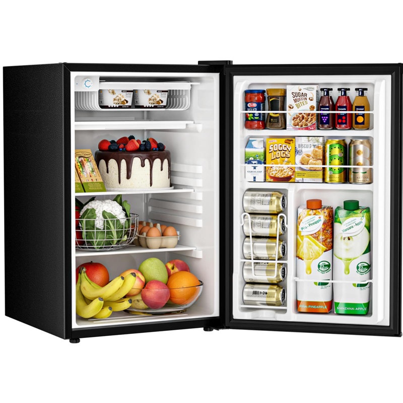 4.5 Cu.ft White Dorm Fridge With Freezer: Single Reversible Door, Adjustable Thermostat, Ultra Quiet & Energy Efficient For Bedroom/Office