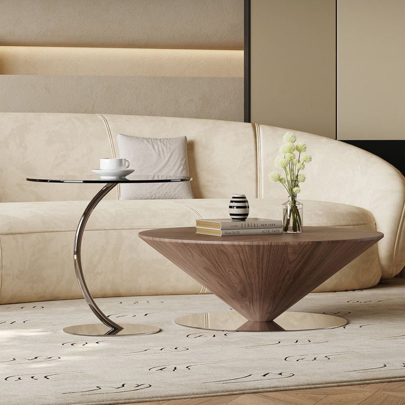 Table basse ronde moderne et rétro, 12.2" H x 39.4" W x 39.4" D