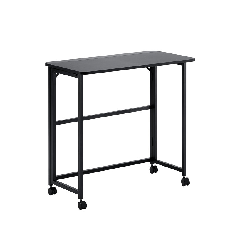 Bureau pliable noir de 31,5 pouces, idéal pour les petits espaces et les différentes zones portatives, facile à ranger dans les coins