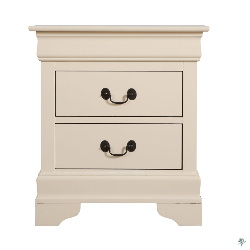 Table de chevet avec 2 tiroirs, Beige