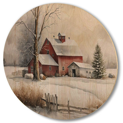 Église jaune pendant l'hiver II - Art mural en bois spirituel - Bois de pin naturel