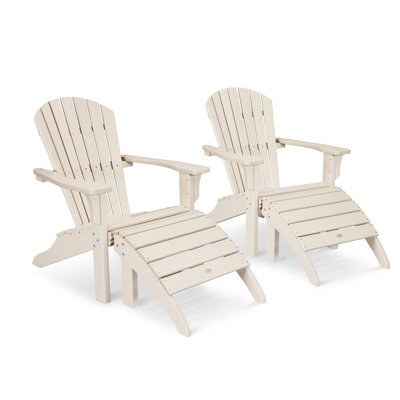POLYWOOD Seashell Adirondack Set with Ottomans