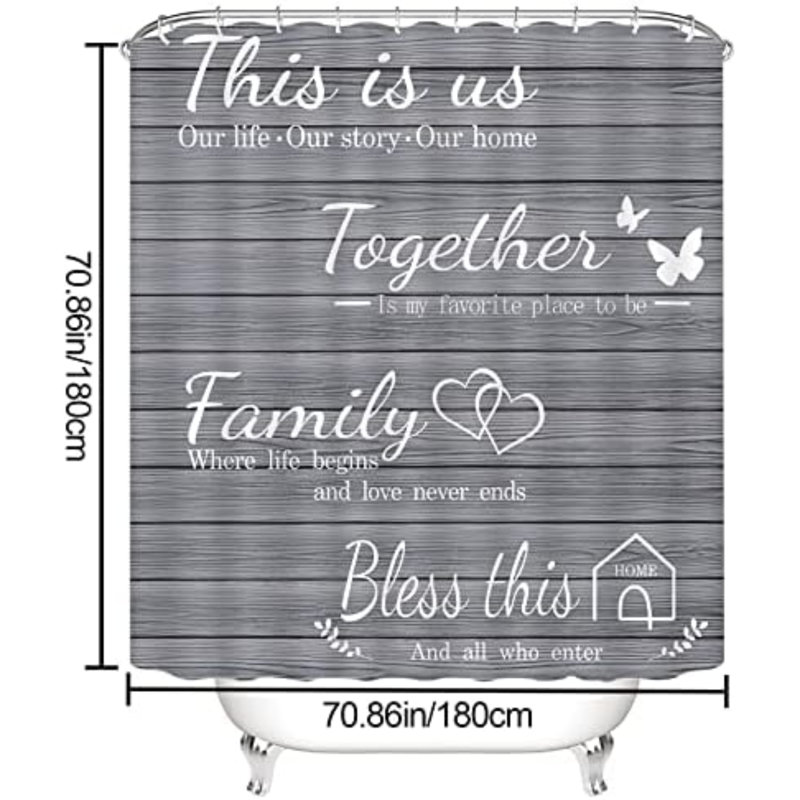 Ensemble de rideau de douche 4Pcs Family, Gris clair