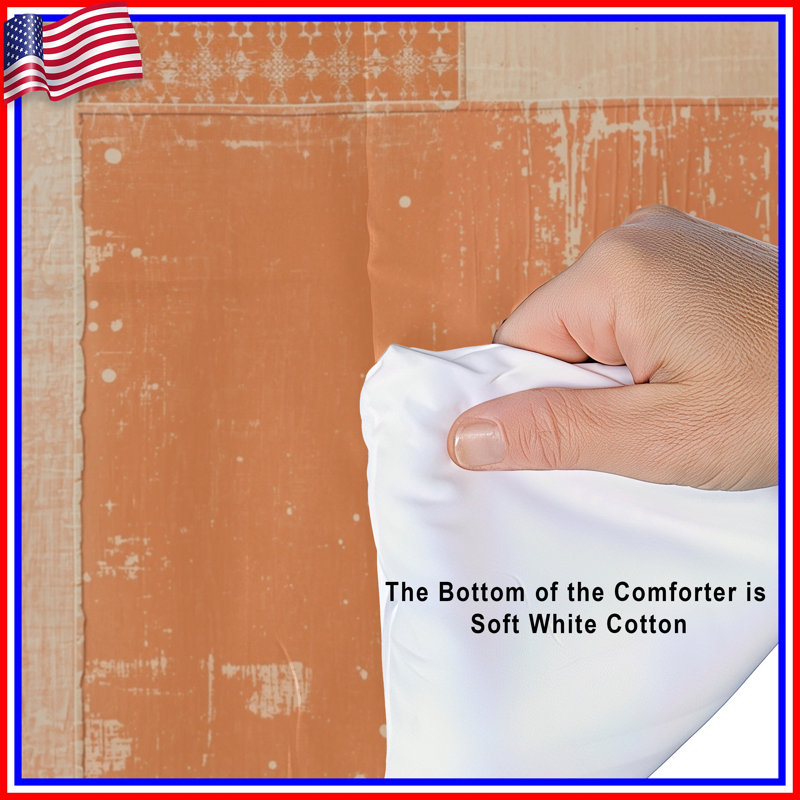 Orange Beige Patchwork Comforter, King
