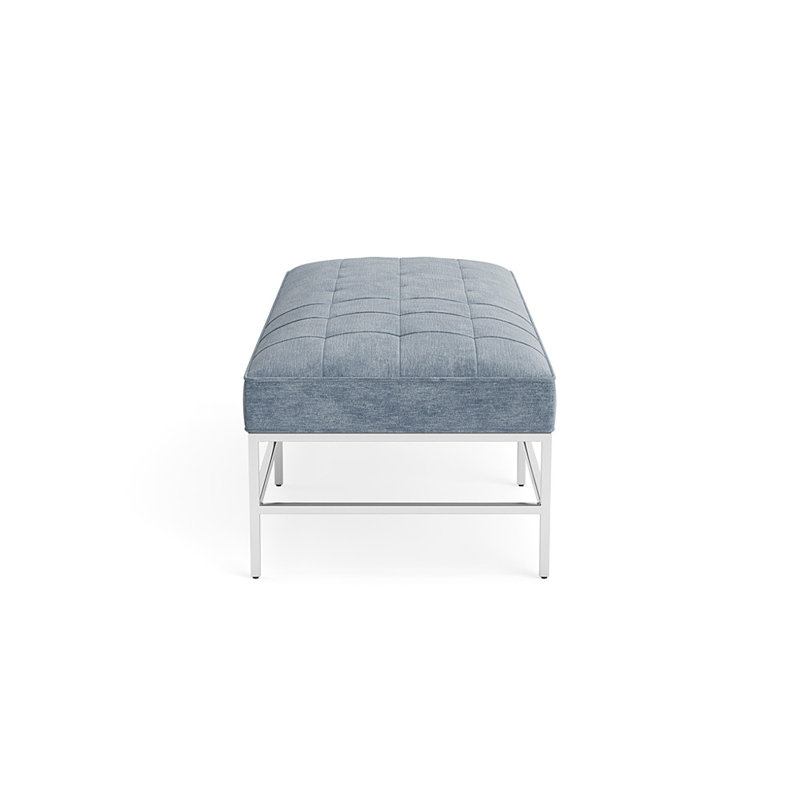 Banc ottoman Major Bench, Chenille rétro - bleu fumé, Acier inoxydable poli
