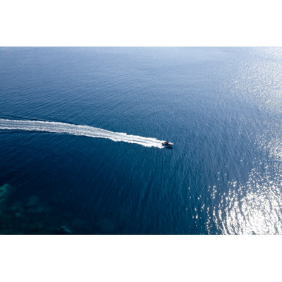 Motorboat Aerial View by BorisPamikov - Wrapped Canvas Print