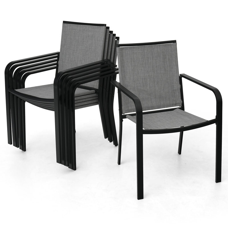 6 - Person 48" Round Patio Dining Set With Stackable Chairs, Gray