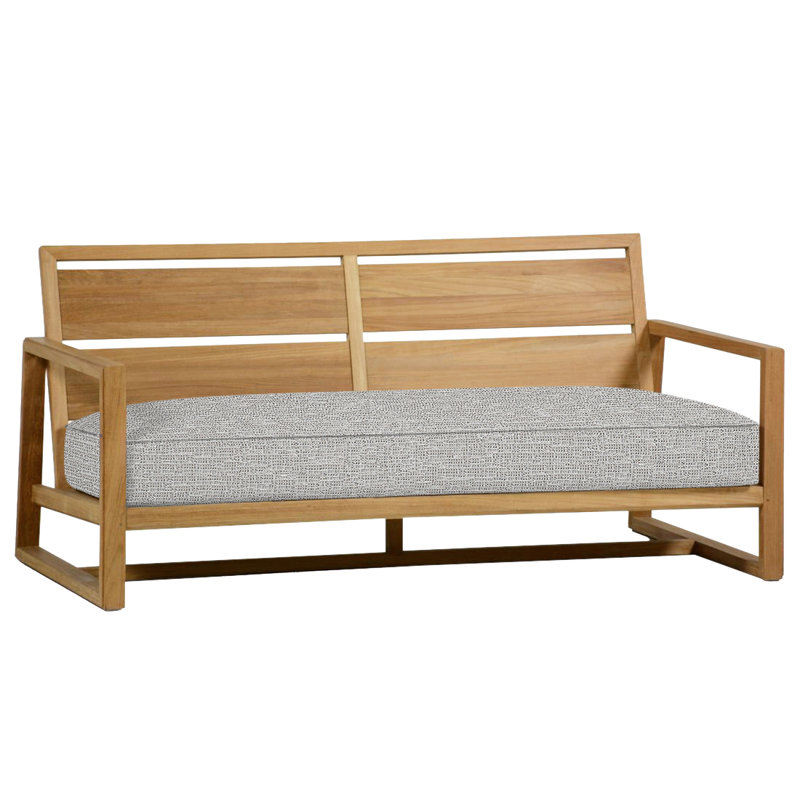 Avondale Teak Loveseat - Natural Teak, Welt, Natural Teak, Tweed Toffee