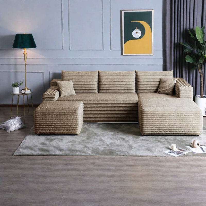 Canapé modulaire en velours côtelé 95 pouces