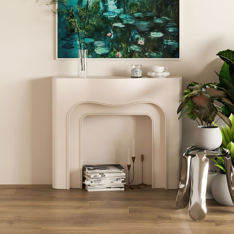 41.73"Modern Minimalist White Fireplace Mantel