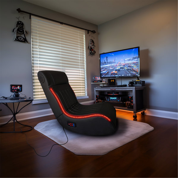Inbox Zero Ergonomic Rocker Game Chair with Built-in Speakers and LED ...