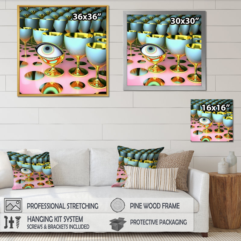«Visions Of Eye of Consciousness Futuristic I», reproduction d'art sur toile, Cadre simple noir, H 24 po x l 24 po x P 1 po