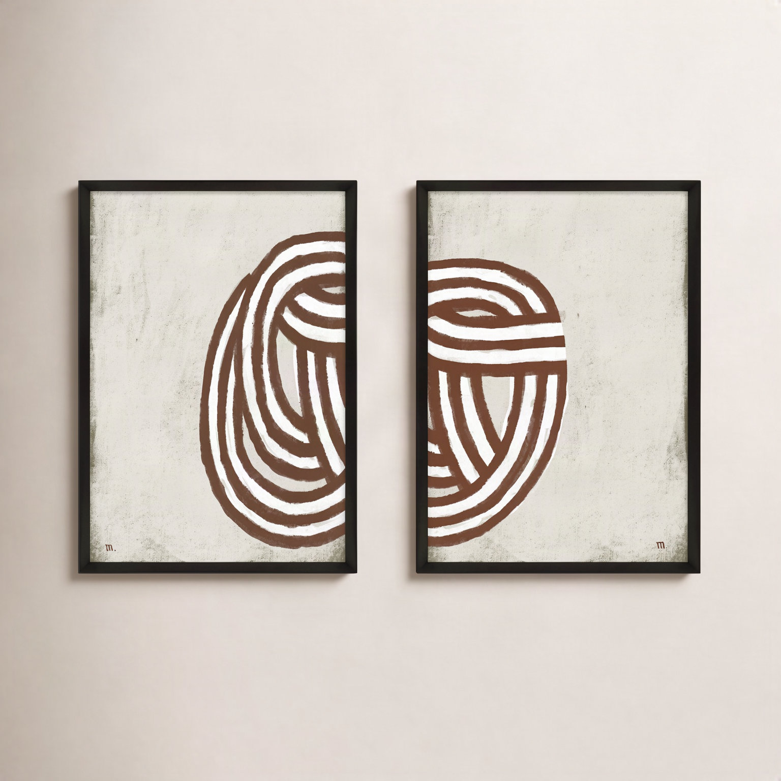Knotting 2-Piece Painting Set, 30" H x 42" W x 1.25" D, Black Framed