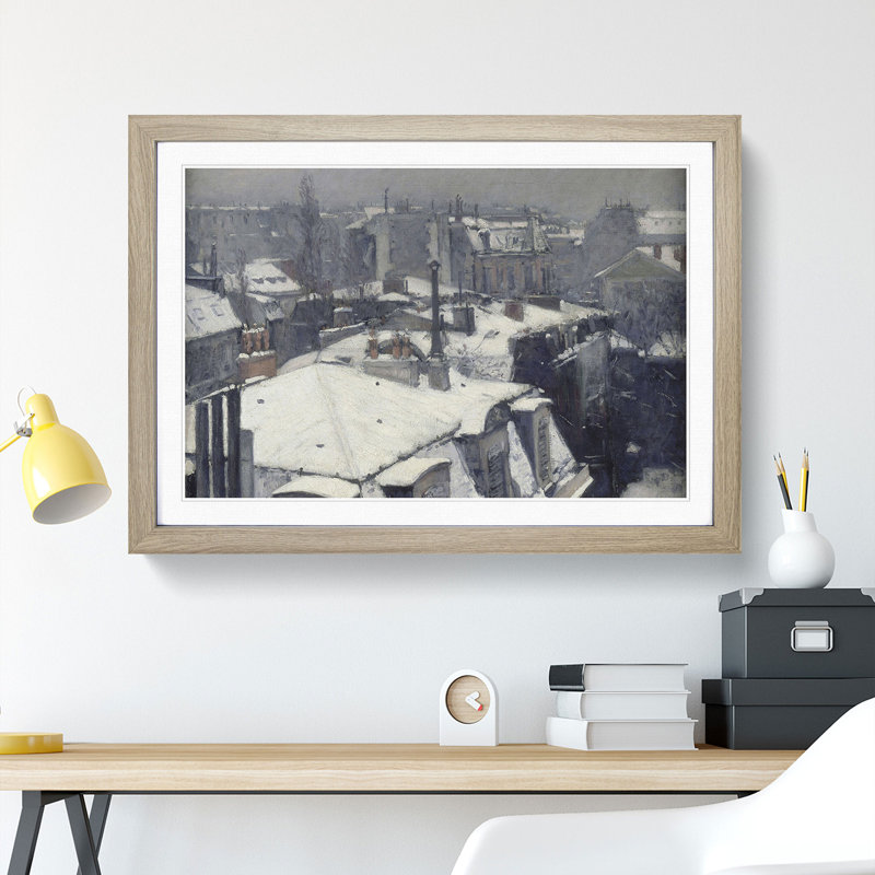 Rooftops in the Snow Vol.2 by Gustave Caillebotte - Picture Frame Painting, 36cm H x 48cm W x 2cm D, Oak Framed