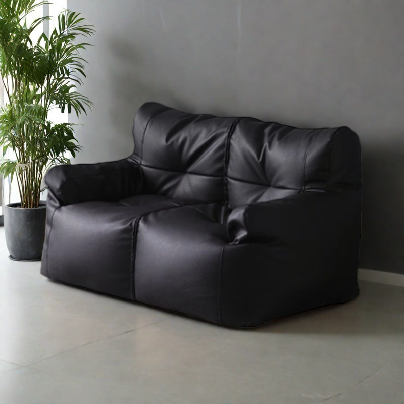 Canapé à billes Nordic, Similicuir noir, H 27,55 po x l 47,24 po x P 29,52 po
