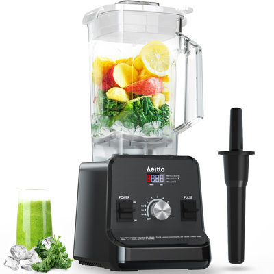Mélangeur Aeitto, mélangeur de cuisine électrique de 1500 watts, grande capacité de 68 onces, mélangeur de comptoir professionnel, glace pilée, boissons glacées, carbone 