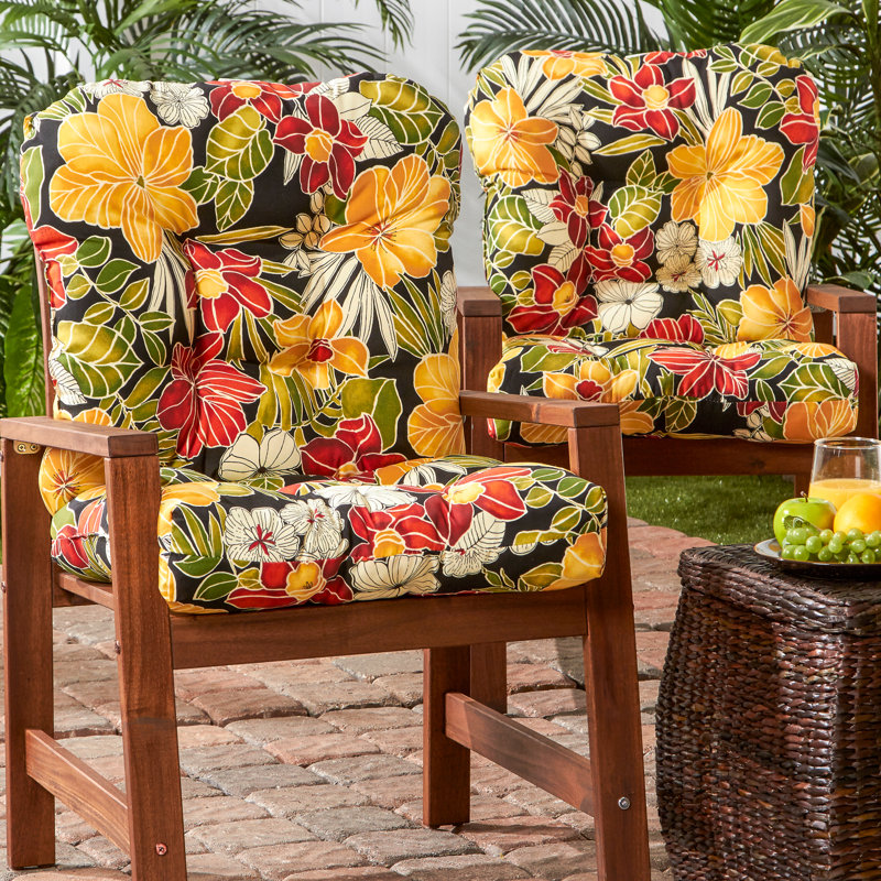 Lester Outdoor Chair Cushion, Aloha Black, 2, 21" H x 21" W x 21" D