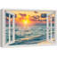 Fenêtre de paysage «Vue de la fenêtre Neon Sunset Sky Tropical Island Ocean Nature Scenic Landscape» sur-98449301