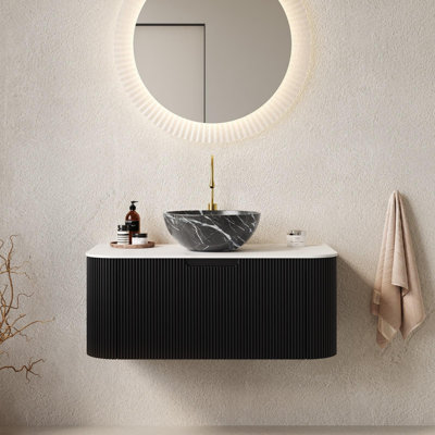 Bathroom Vanity With Sink, Wall-Mounted Floating Bathroom Storage Cabinet With Drawer,Pre-Assembled